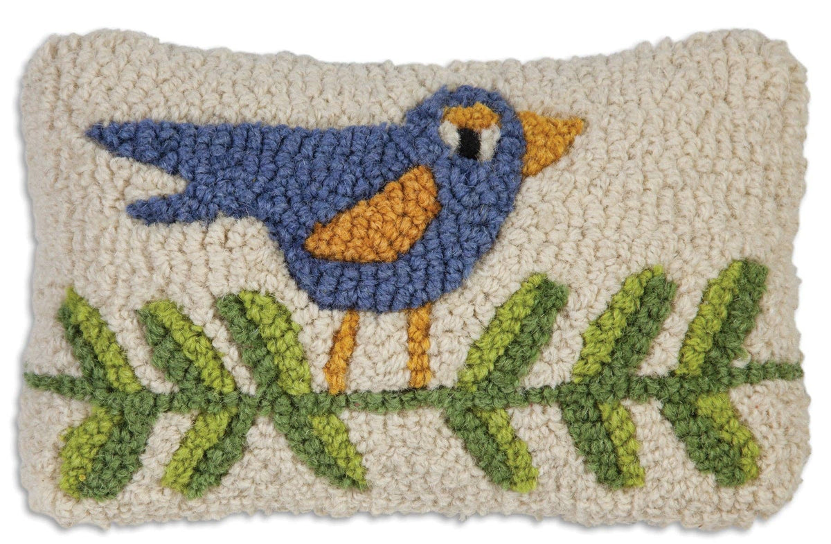 Blue Bird On A Branch Throw Pillow