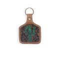 Saguaro Cactus Hand-tooled Leather Keychain